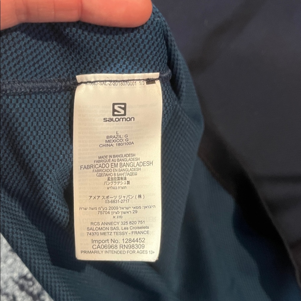 Men’s Salomon Navy Long Sleeve Half-Zip Pullover | Size Large - Picture 6 of 6